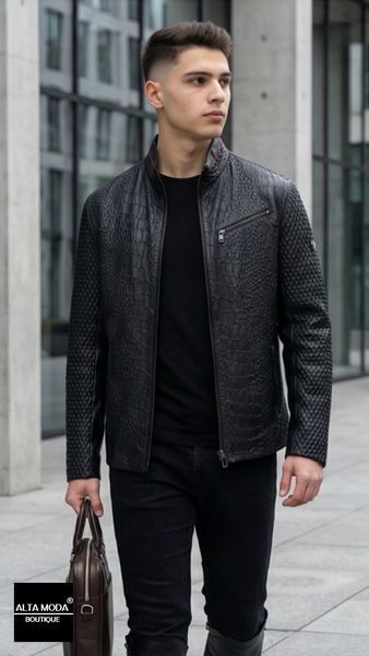 Куртка BOTTEGA GL 103 A BLACK CROCO 5213 фото