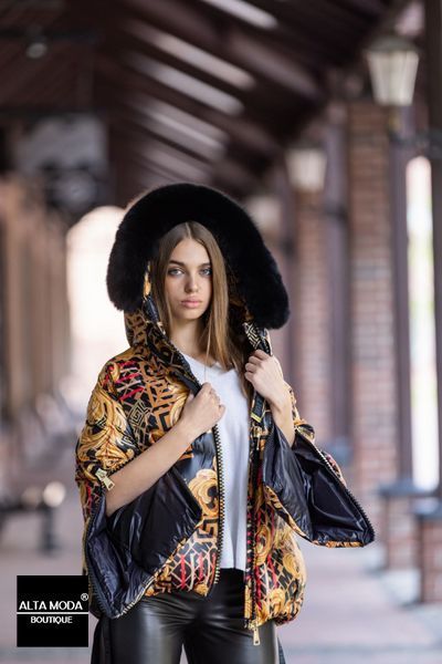 Куртка - пуховик. MDF. Italia. Колір Versace. Натуральний чорний песець. MERY1022710221360 G-R-B 7138 фото